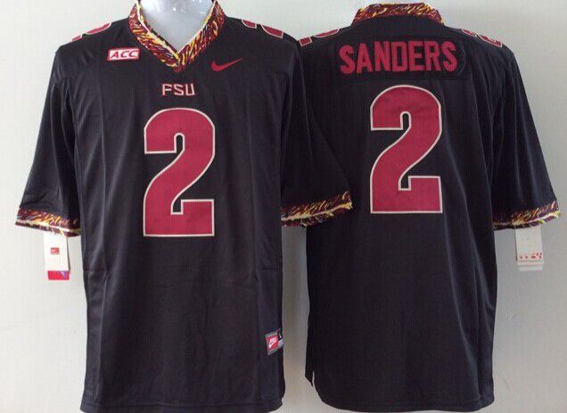 Men Florida State Seminoles FSU #2 Sanders Black Nike 2025 NCAA Jersey